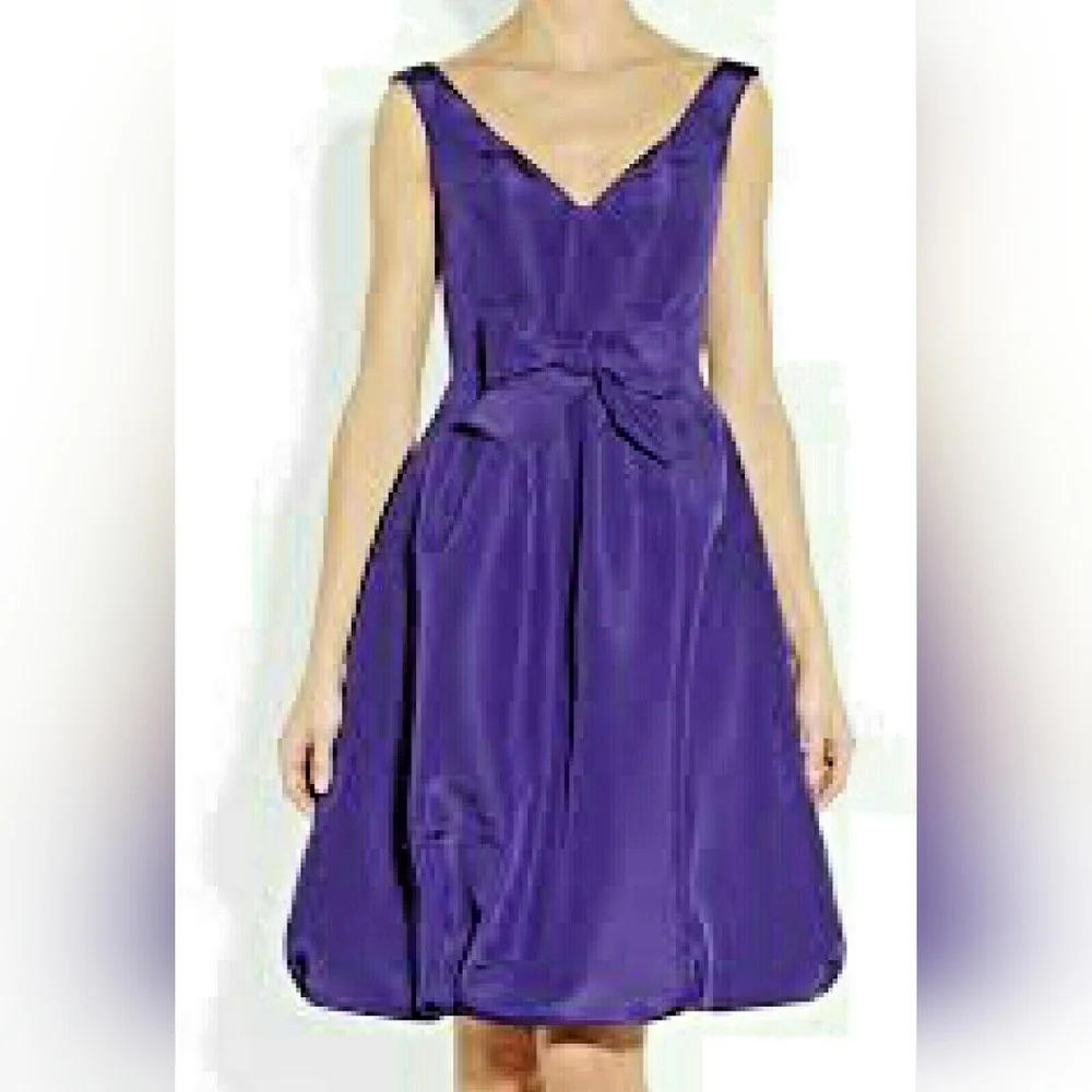 $5,000 OSCAR DE LA RENTA PURPLE SILK BOW RUNW DRESS 4, 8